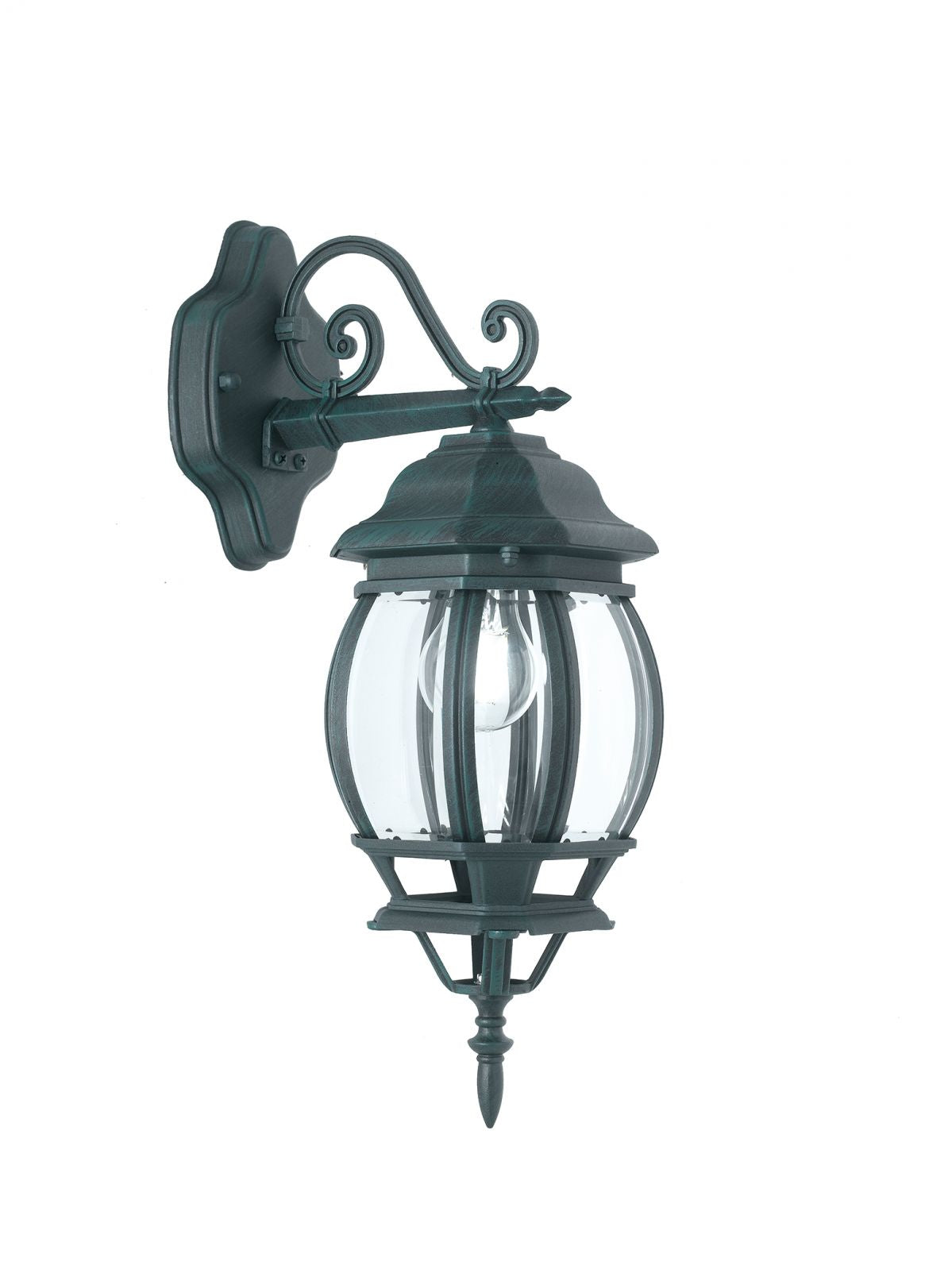 Applique lanterna per esterno IP44 in alluminio nero pennellato verde diffusore vetro lampada 1XE27 non inclusa SANTIAGO Applique lanterna per esterno IP44 in alluminio nero pennellato verde diffusore vetro lampada 1XE27 non inclusa SANTIAGO